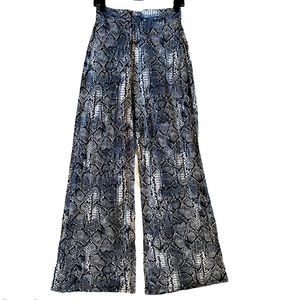 ASOS PANTS 6 WIDE LEG GRAY SNAKESKIN PRINT LIGHTWEIGHT FLOWY COMFY BOHO HIPPIE